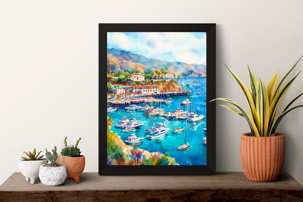 Catalina Island Watercolor Poster Catalina Island California Travel Print Wall Art Catalina Island Home Decor Catalina Island Gift Nature