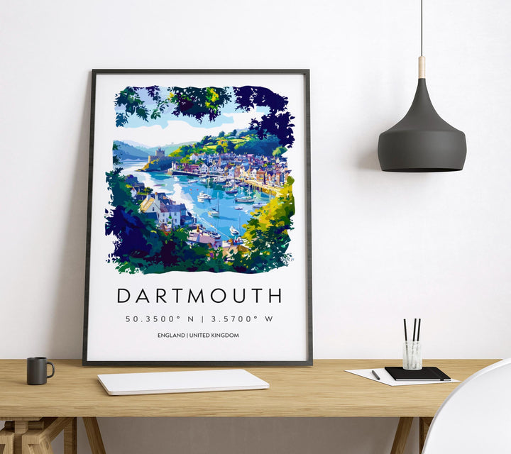 Dartmouth Watercolor Poster Dartmouth Devon Travel Print Wall Art Dartmouth Home Decor Dartmouth Gift Art Lovers UK Naval Town