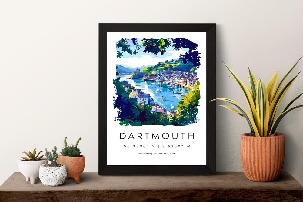 Dartmouth Watercolor Poster Dartmouth Devon Travel Print Wall Art Dartmouth Home Decor Dartmouth Gift Art Lovers UK Naval Town
