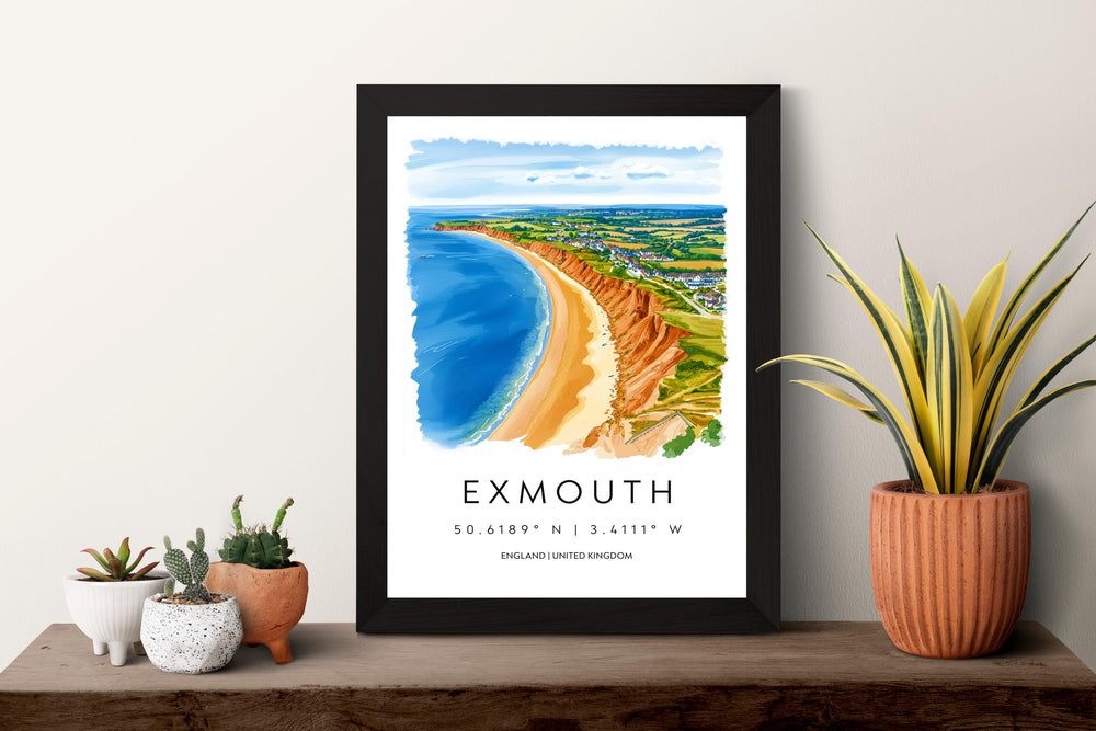 Exmouth Watercolor Poster Exmouth Devon Travel Print Wall Art Exmouth Home Decor Exmouth Gift Art Lovers UK Coastal Town