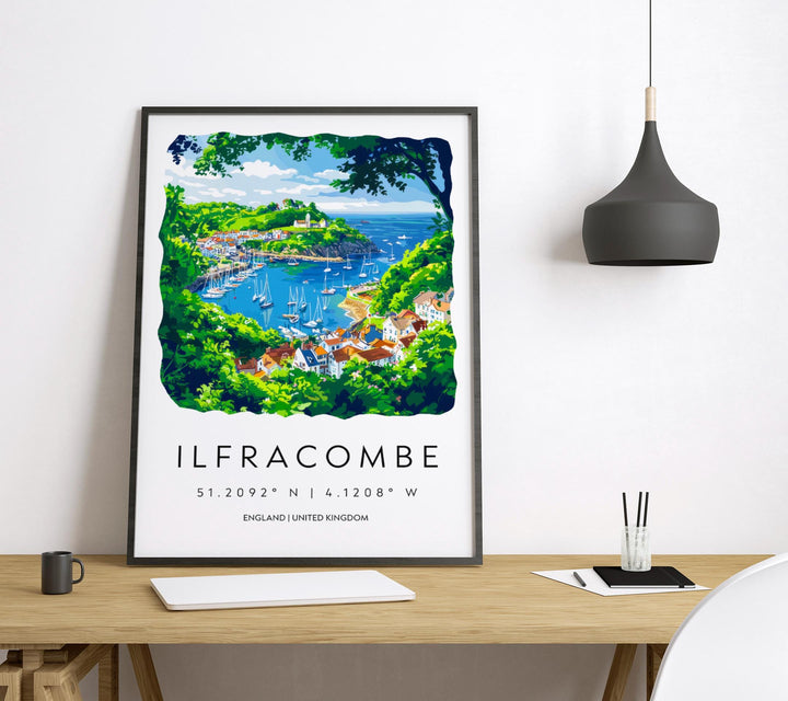 Ilfracombe Watercolor Poster Ilfracombe Devon Travel Print Wall Art Ilfracombe Home Decor Ilfracombe Gift Art Lovers UK Coastal Town
