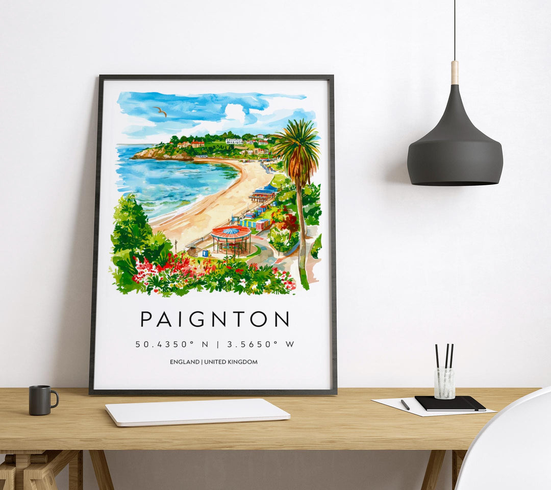 Paignton Watercolor Poster Paignton Devon Travel Print Wall Art Paignton Home Decor Paignton Gift Art Lovers UK Seaside Town