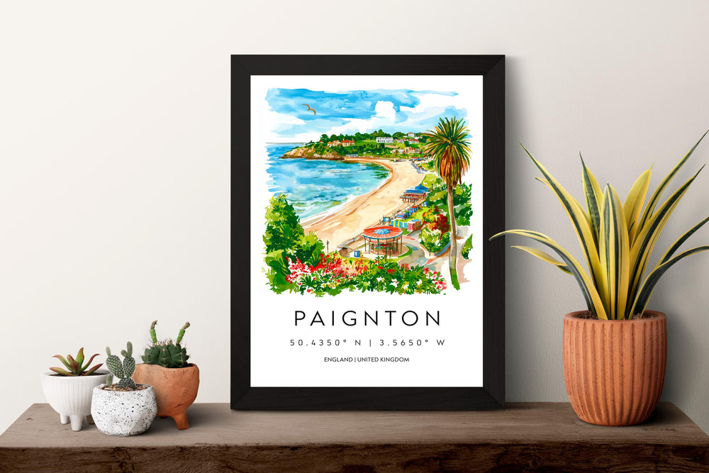 Paignton Watercolor Poster Paignton Devon Travel Print Wall Art Paignton Home Decor Paignton Gift Art Lovers UK Seaside Town