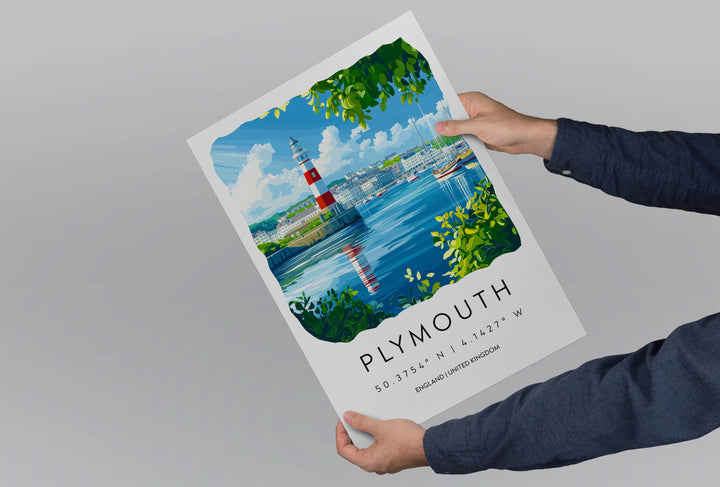 Plymouth Watercolor Poster Plymouth Devon Travel Print Wall Art Plymouth Home Decor Plymouth Gift Art Lovers UK Historic Port