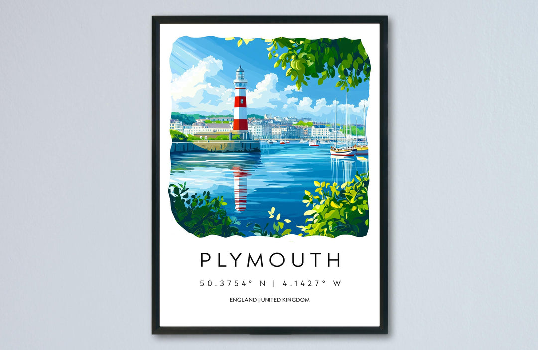 Plymouth Watercolor Poster Plymouth Devon Travel Print Wall Art Plymouth Home Decor Plymouth Gift Art Lovers UK Historic Port