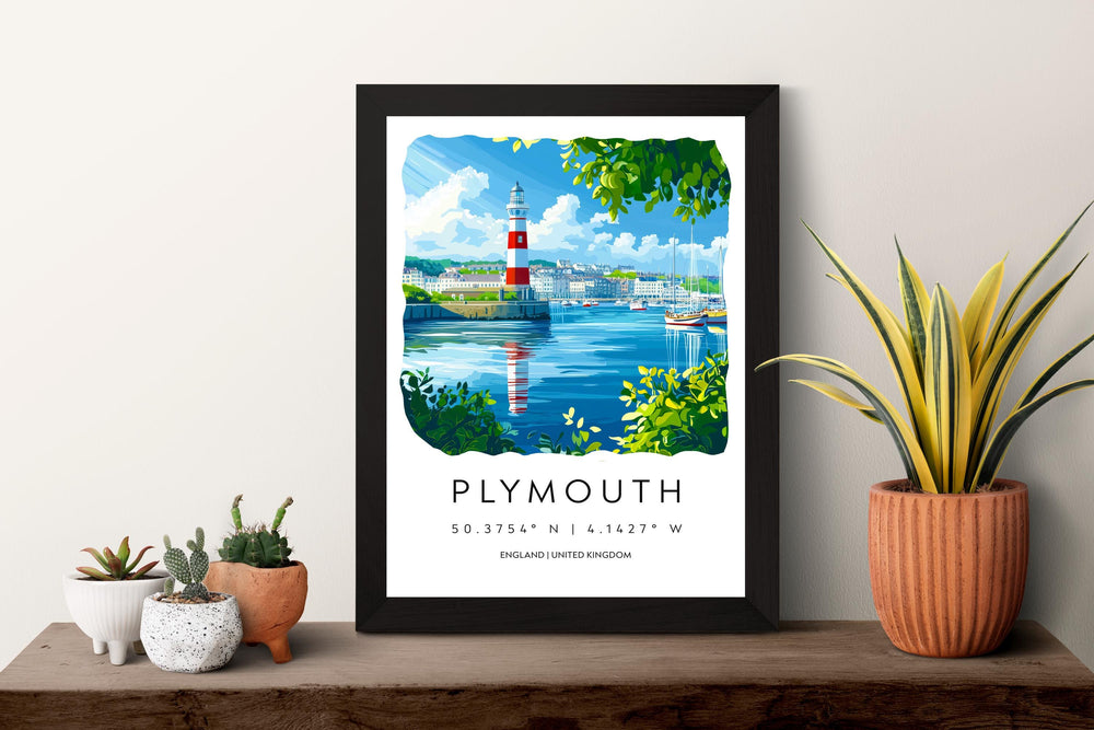 Plymouth Watercolor Poster Plymouth Devon Travel Print Wall Art Plymouth Home Decor Plymouth Gift Art Lovers UK Historic Port