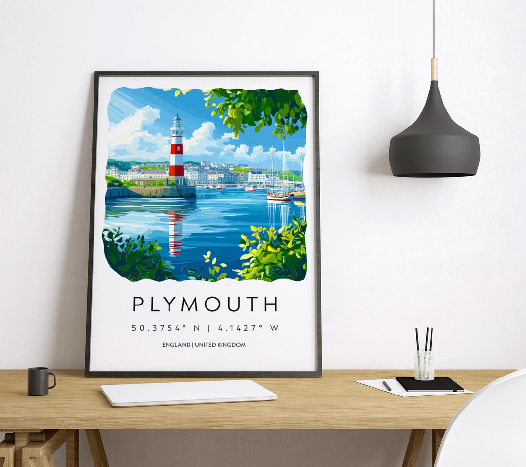 Plymouth Watercolor Poster Plymouth Devon Travel Print Wall Art Plymouth Home Decor Plymouth Gift Art Lovers UK Historic Port