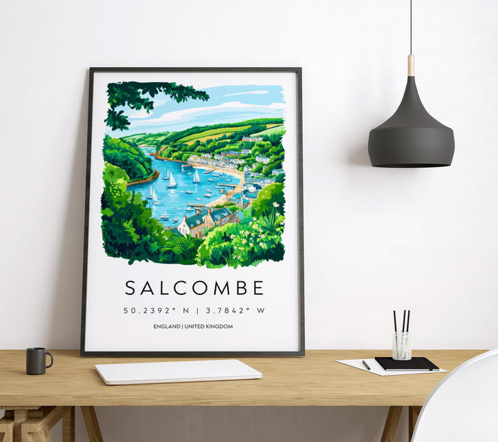 Salcombe Watercolor Poster Salcombe Devon Travel Print Wall Art Salcombe Home Decor Salcombe Gift Art Lovers UK Coastal Town