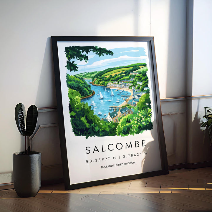 Salcombe Watercolor Poster Salcombe Devon Travel Print Wall Art Salcombe Home Decor Salcombe Gift Art Lovers UK Coastal Town