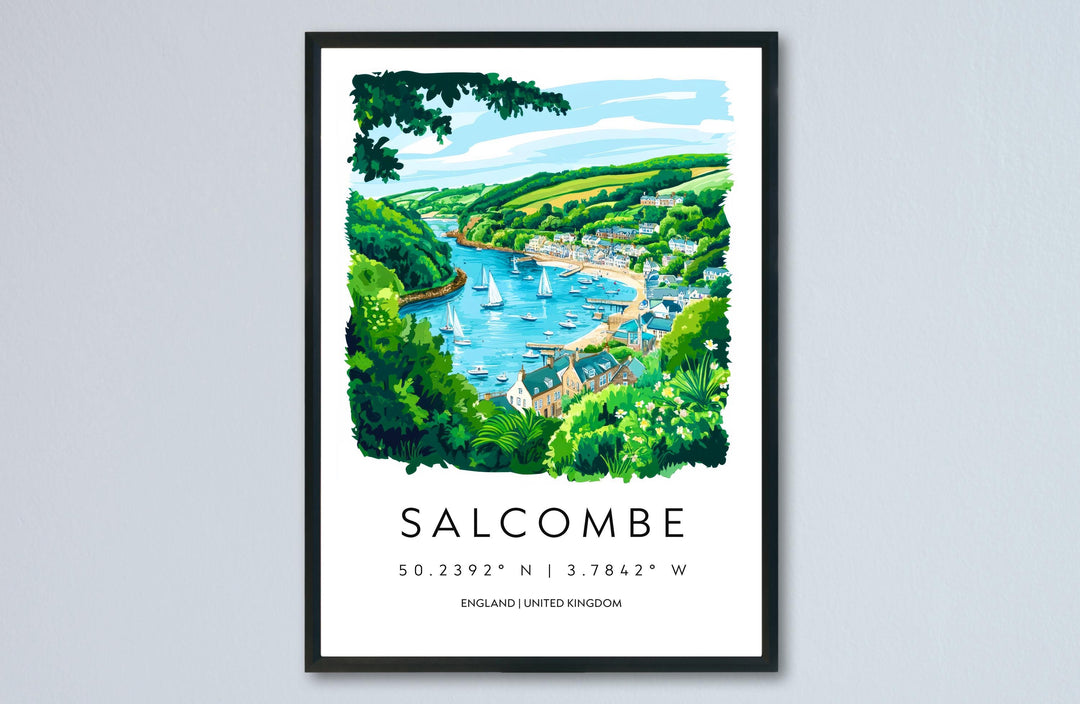 Salcombe Watercolor Poster Salcombe Devon Travel Print Wall Art Salcombe Home Decor Salcombe Gift Art Lovers UK Coastal Town