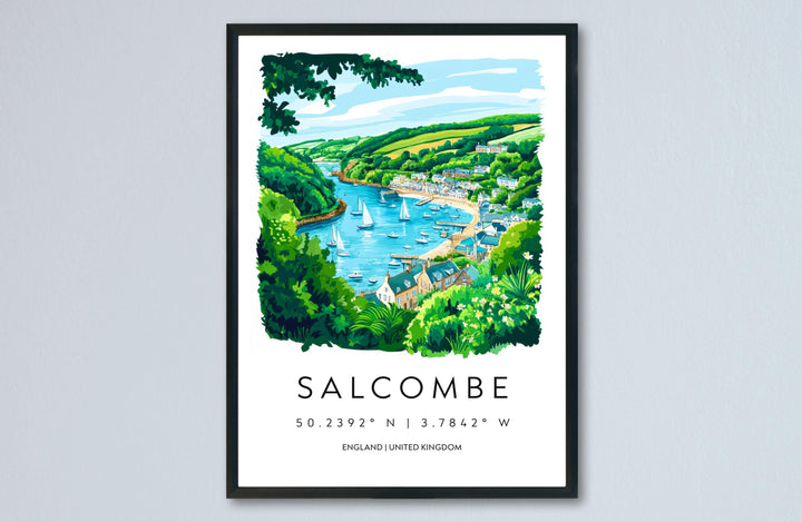 Salcombe Watercolor Poster Salcombe Devon Travel Print Wall Art Salcombe Home Decor Salcombe Gift Art Lovers UK Coastal Town