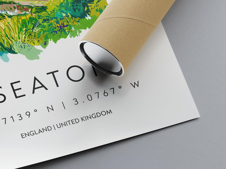 Seaton Watercolor Poster Seaton Devon Travel Print Wall Art Seaton Home Decor Seaton Gift Art Lovers UK Coastal Town