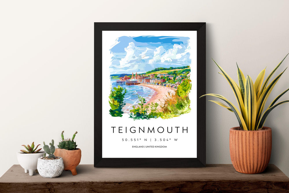 Teignmouth Watercolor Poster Teignmouth Devon Travel Print Wall Art Teignmouth Home Decor Teignmouth Gift Art Lovers UK Coastal Town