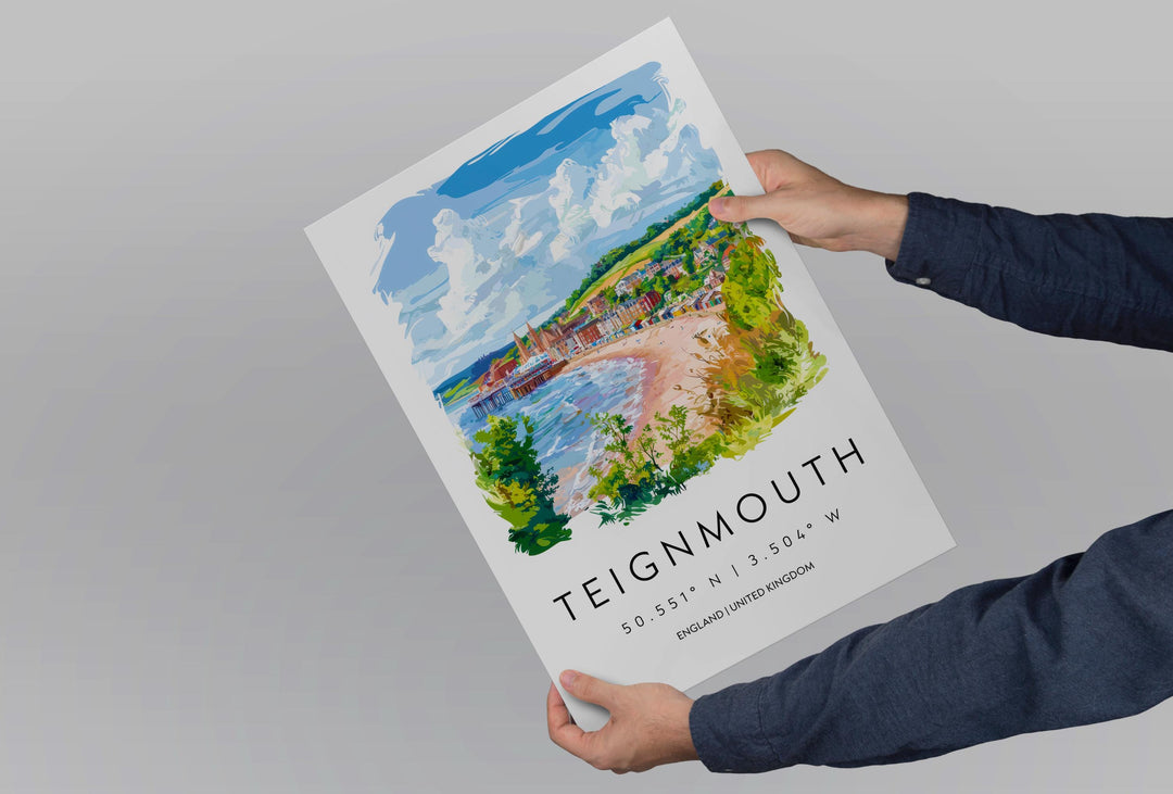 Teignmouth Watercolor Poster Teignmouth Devon Travel Print Wall Art Teignmouth Home Decor Teignmouth Gift Art Lovers UK Coastal Town
