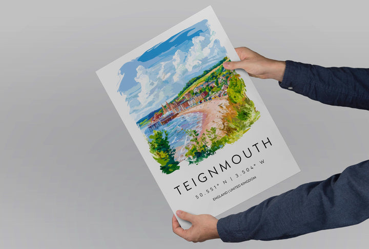 Teignmouth Watercolor Poster Teignmouth Devon Travel Print Wall Art Teignmouth Home Decor Teignmouth Gift Art Lovers UK Coastal Town