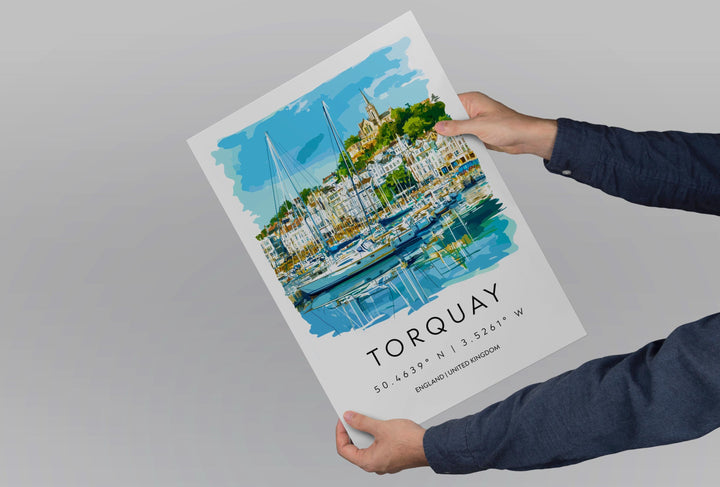 Torquay Watercolor Poster Torquay Devon Travel Print Wall Art Torquay Home Decor Torquay Gift Art Lovers UK English Riviera