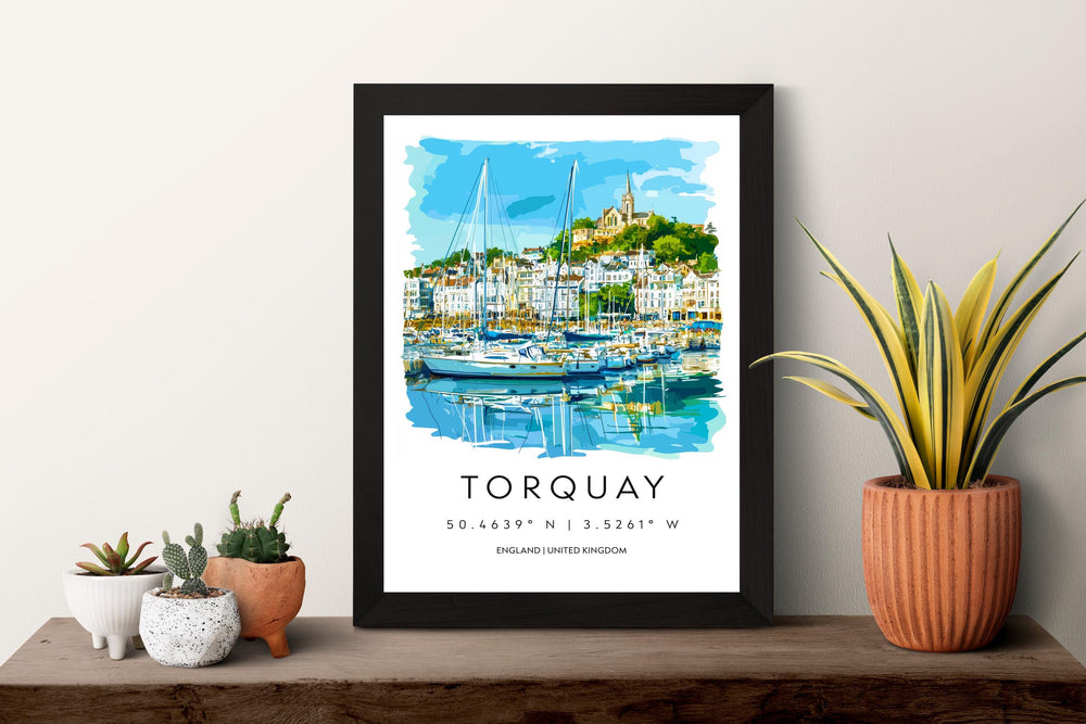 Torquay Watercolor Poster Torquay Devon Travel Print Wall Art Torquay Home Decor Torquay Gift Art Lovers UK English Riviera