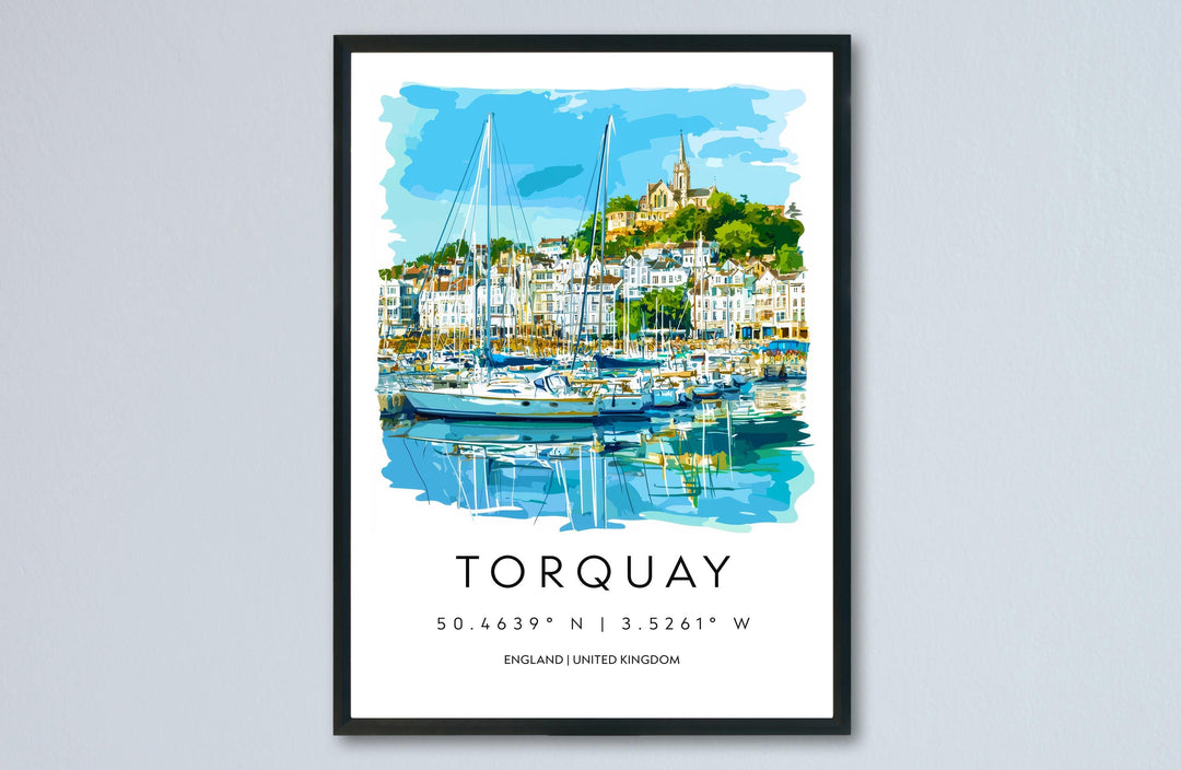 Torquay Watercolor Poster Torquay Devon Travel Print Wall Art Torquay Home Decor Torquay Gift Art Lovers UK English Riviera