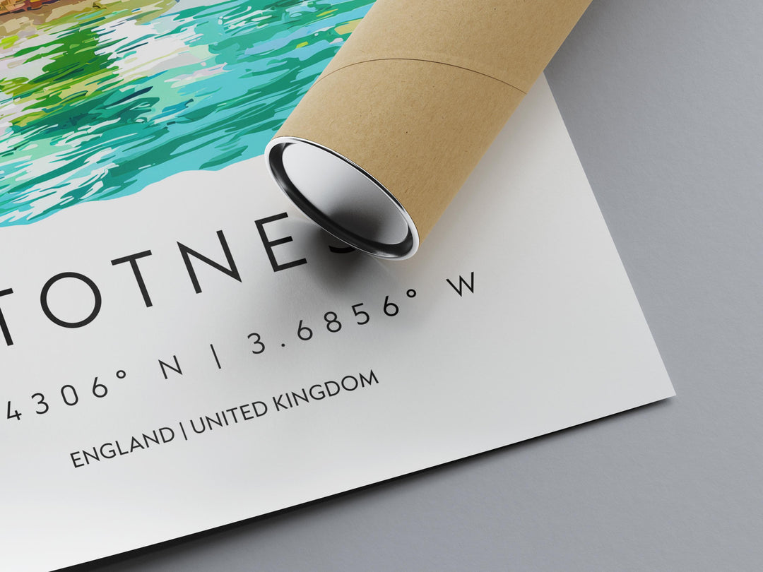Totnes Watercolor Poster Totnes Devon Travel Print Wall Art Totnes Home Decor Totnes Gift Art Lovers UK Quirky Town