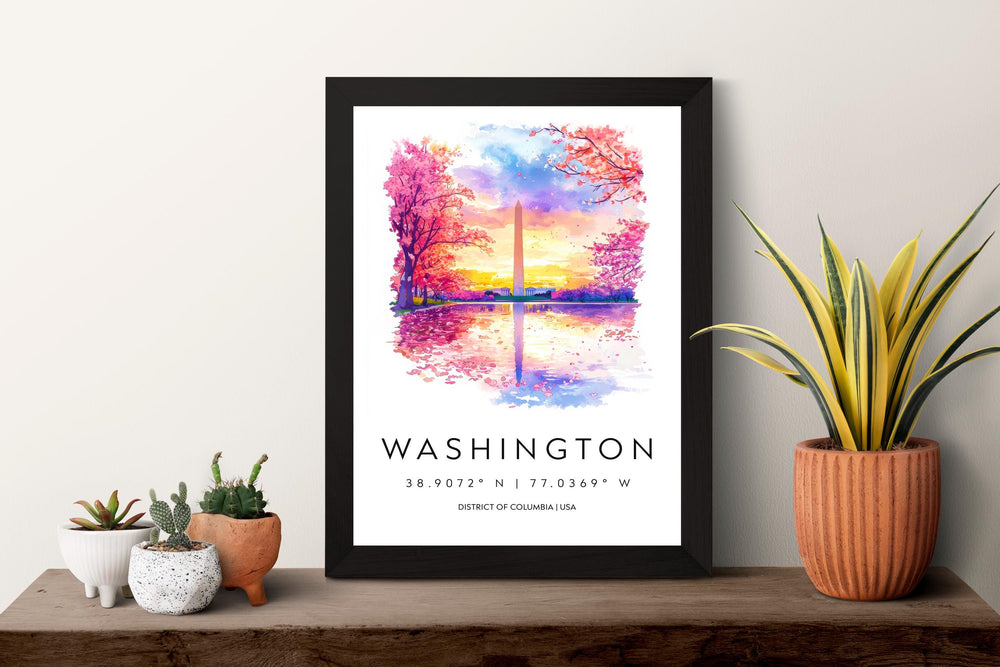 Washington Monument Watercolor Poster Washington DC Travel Print Wall Art Washington Monument Home Decor Washington Monument Gift Art Lovers