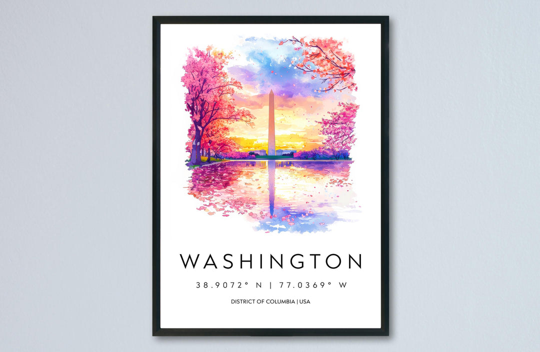 Washington Monument Watercolor Poster Washington DC Travel Print Wall Art Washington Monument Home Decor Washington Monument Gift Art Lovers