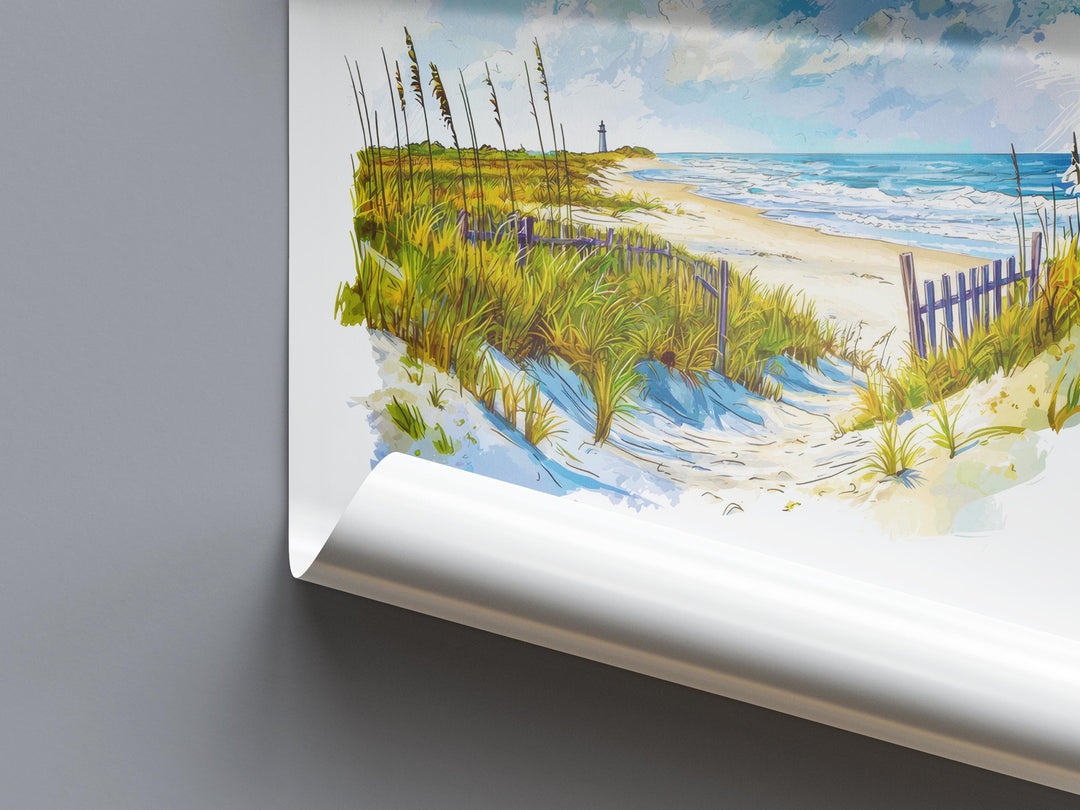 Outer Banks Watercolor Poster Outer Banks NC Travel Print Wall Art Outer Banks Home Decor Outer Banks Gift Art Lovers North Carolina