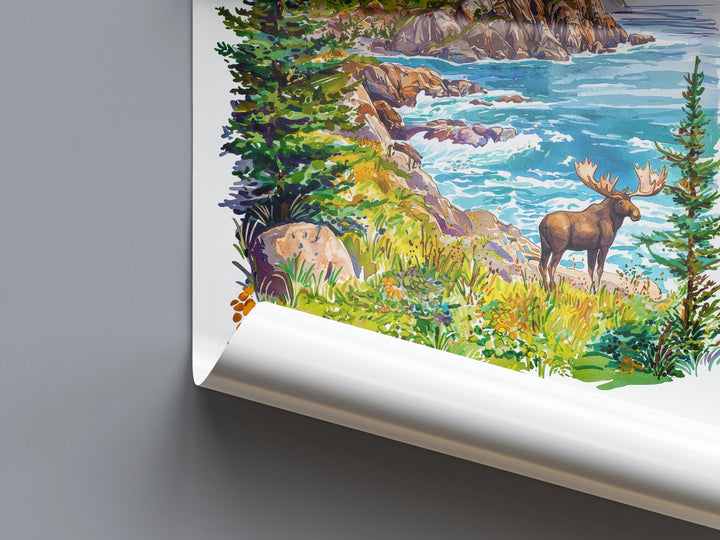 Acadia Watercolor Poster Acadia Maine Travel Print Wall Art Acadia Home Decor Acadia Gift Art Lovers National Park Coastal