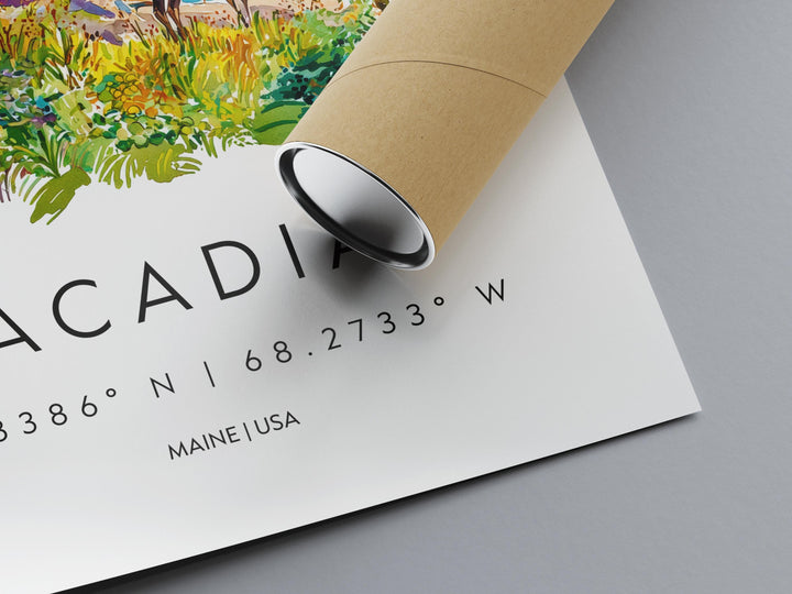Acadia Watercolor Poster Acadia Maine Travel Print Wall Art Acadia Home Decor Acadia Gift Art Lovers National Park Coastal