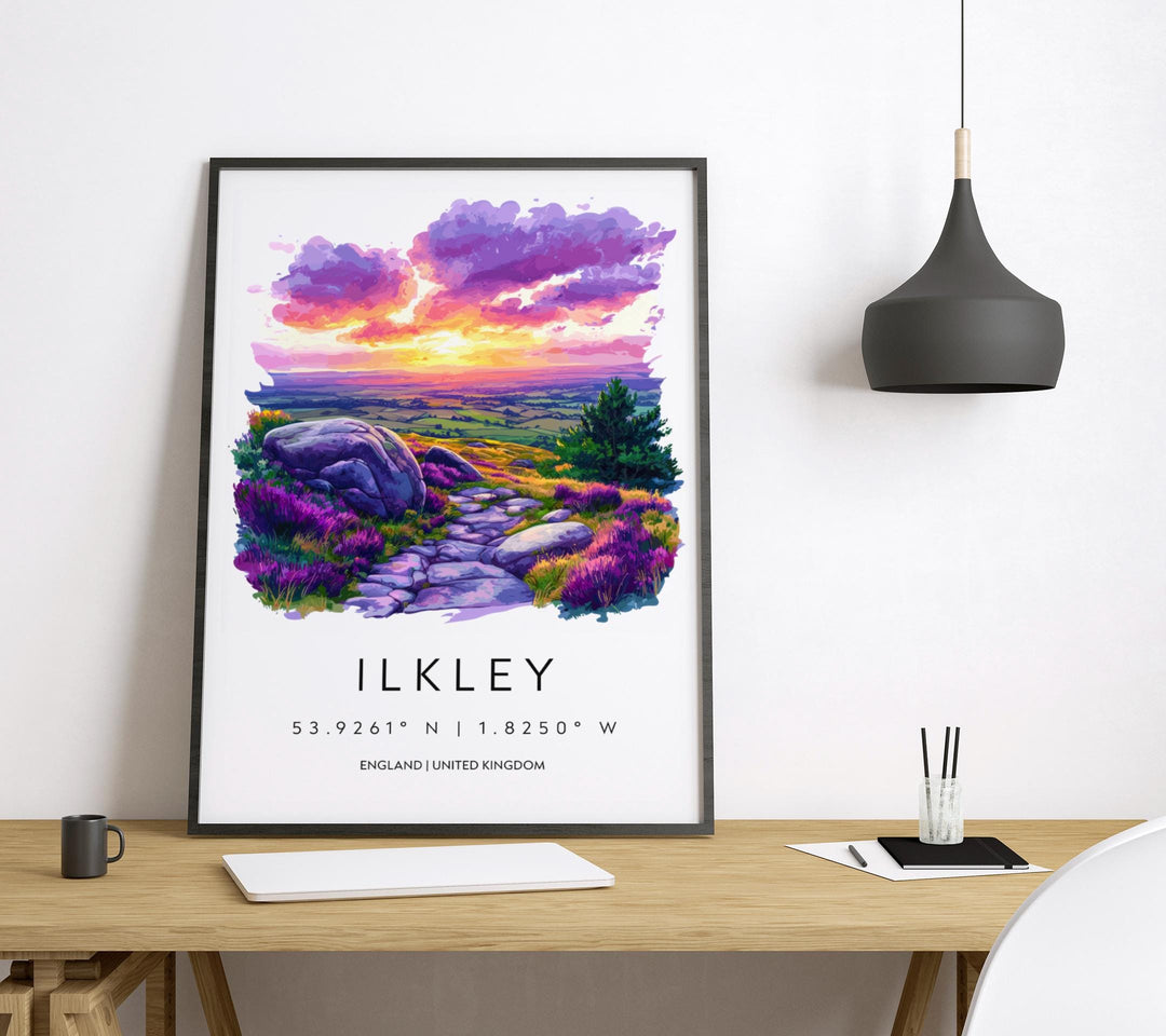 Ilkley Watercolor Poster Ilkley England Travel Print Wall Art Ilkley Home Decor Ilkley Gift Art Lovers Yorkshire Dales