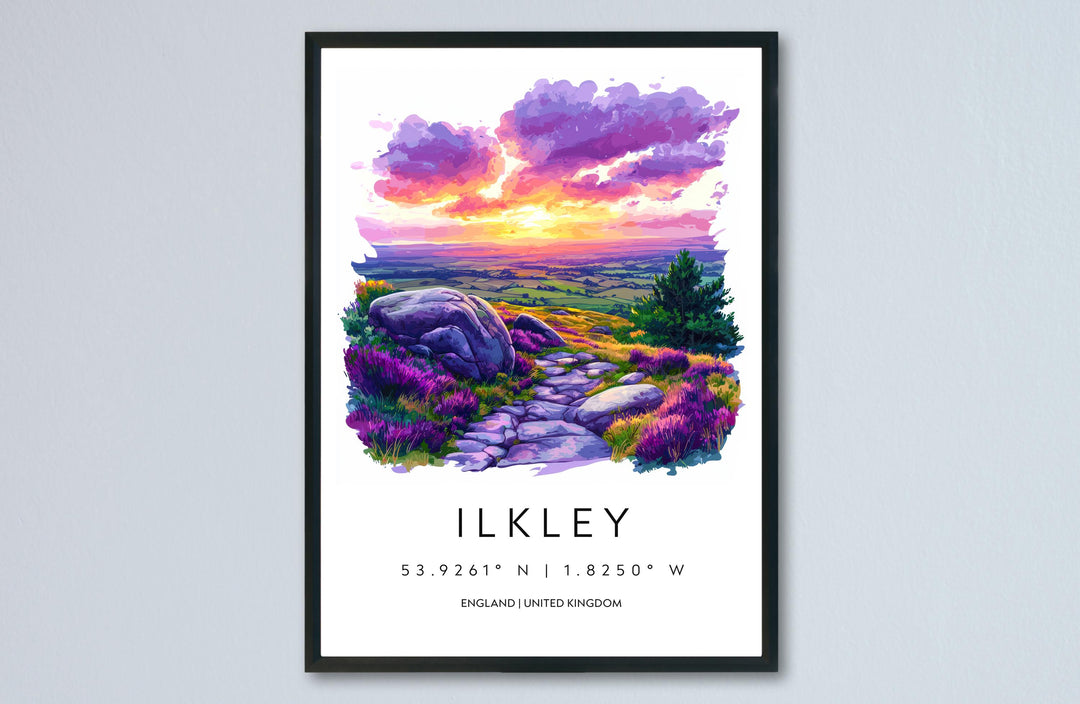 Ilkley Watercolor Poster Ilkley England Travel Print Wall Art Ilkley Home Decor Ilkley Gift Art Lovers Yorkshire Dales
