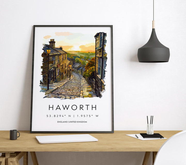 Haworth Watercolor Poster Haworth England Travel Print Wall Art Haworth Home Decor Haworth Gift Art Lovers Yorkshire Brontë