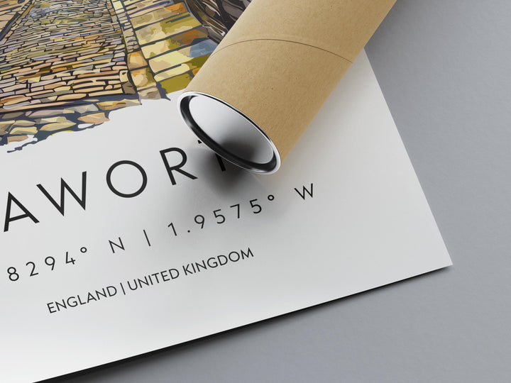 Haworth Watercolor Poster Haworth England Travel Print Wall Art Haworth Home Decor Haworth Gift Art Lovers Yorkshire Brontë