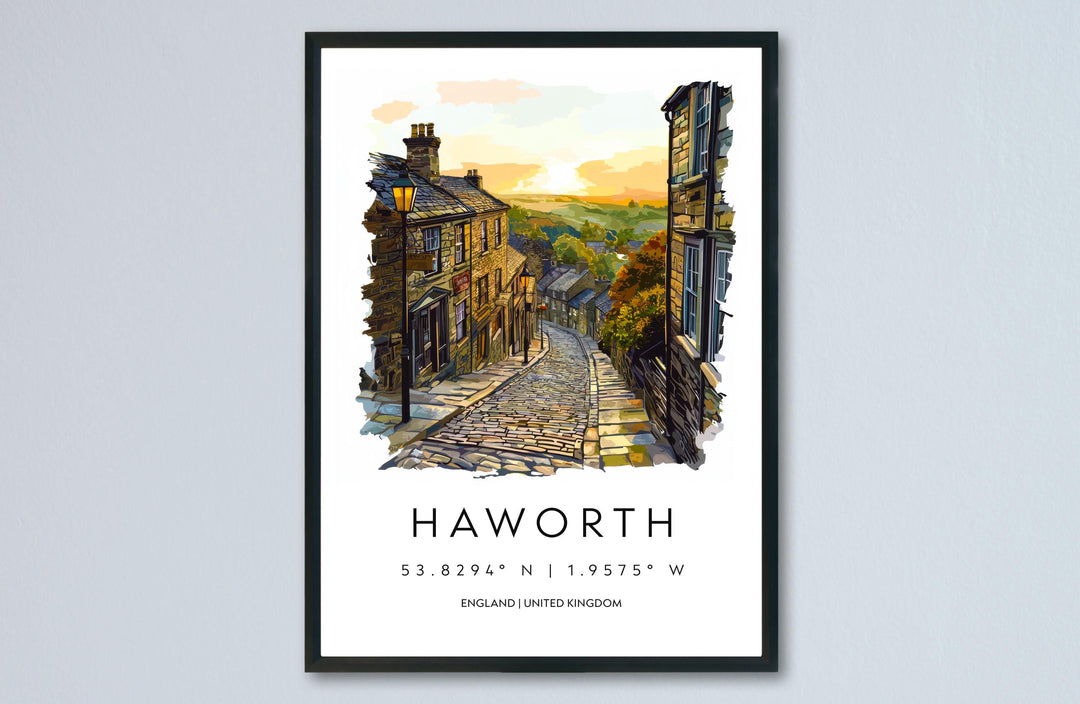 Haworth Watercolor Poster Haworth England Travel Print Wall Art Haworth Home Decor Haworth Gift Art Lovers Yorkshire Brontë