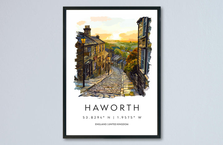 Haworth Watercolor Poster Haworth England Travel Print Wall Art Haworth Home Decor Haworth Gift Art Lovers Yorkshire Brontë