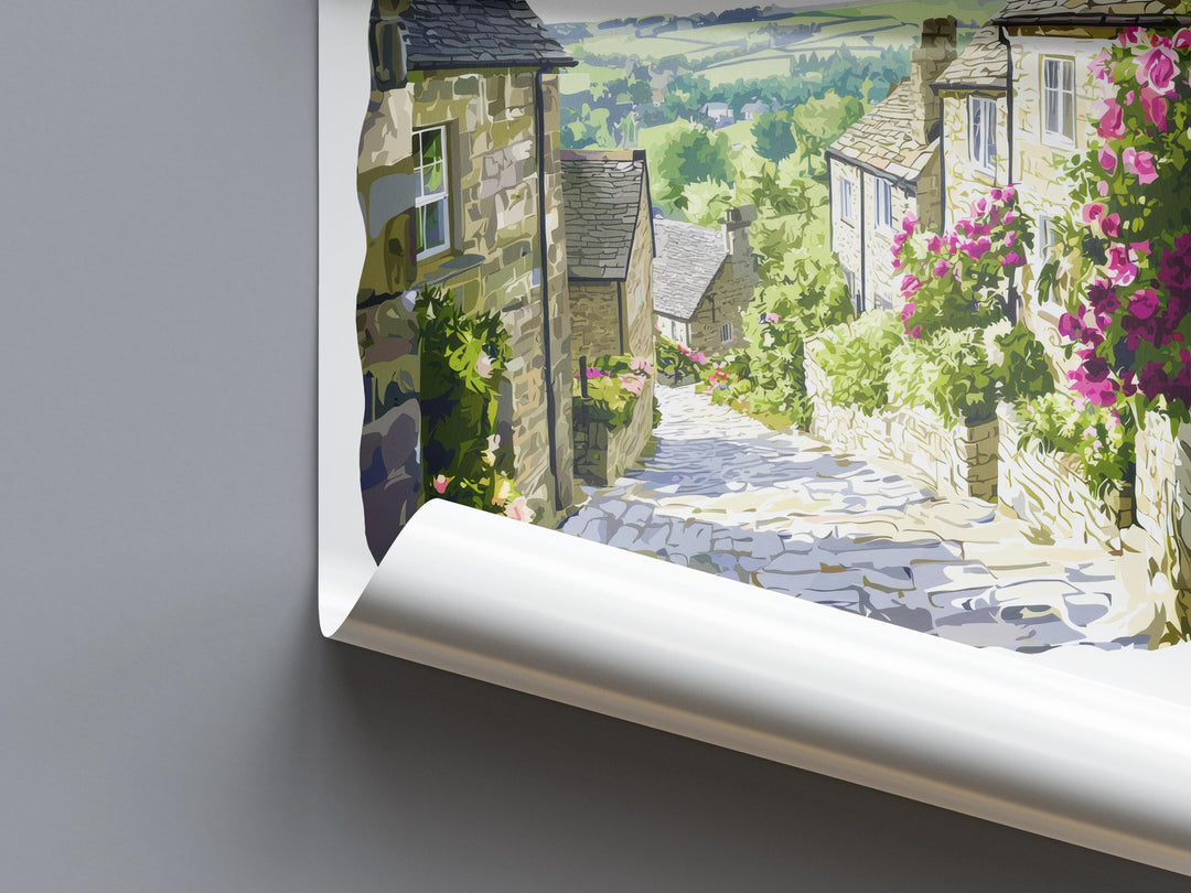 Grassington Watercolor Poster Grassington England Travel Print Wall Art Grassington Home Decor Grassington Gift Art Lovers Yorkshire Dales