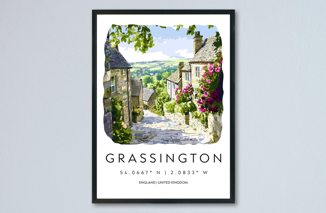 Grassington Watercolor Poster Grassington England Travel Print Wall Art Grassington Home Decor Grassington Gift Art Lovers Yorkshire Dales
