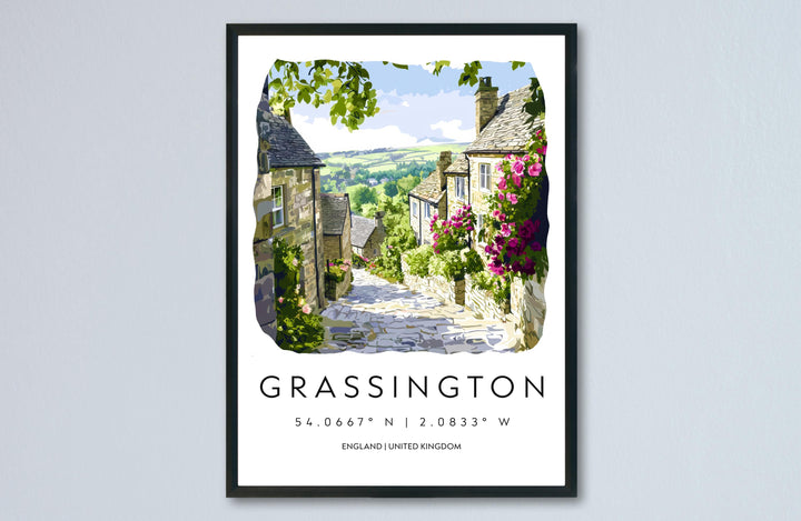 Grassington Watercolor Poster Grassington England Travel Print Wall Art Grassington Home Decor Grassington Gift Art Lovers Yorkshire Dales
