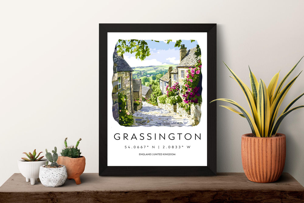 Grassington Watercolor Poster Grassington England Travel Print Wall Art Grassington Home Decor Grassington Gift Art Lovers Yorkshire Dales
