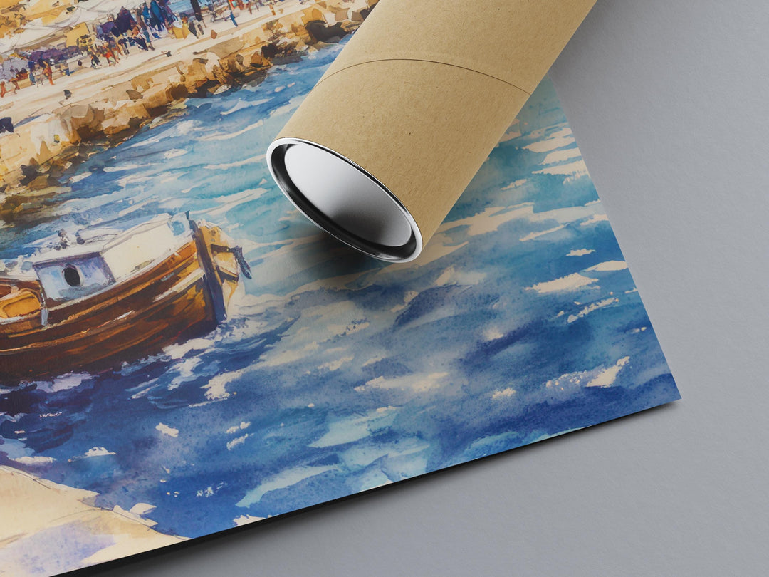 Thessaloniki Watercolor Poster Greece Travel Print Wall Art Home Decor Gift Greek City Souvenir White Tower Aegean Sea Ar