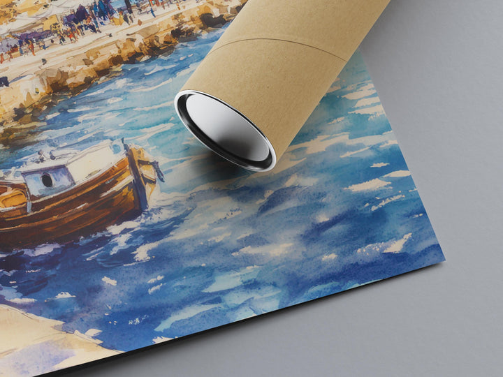 Thessaloniki Watercolor Poster Greece Travel Print Wall Art Home Decor Gift Greek City Souvenir White Tower Aegean Sea Ar