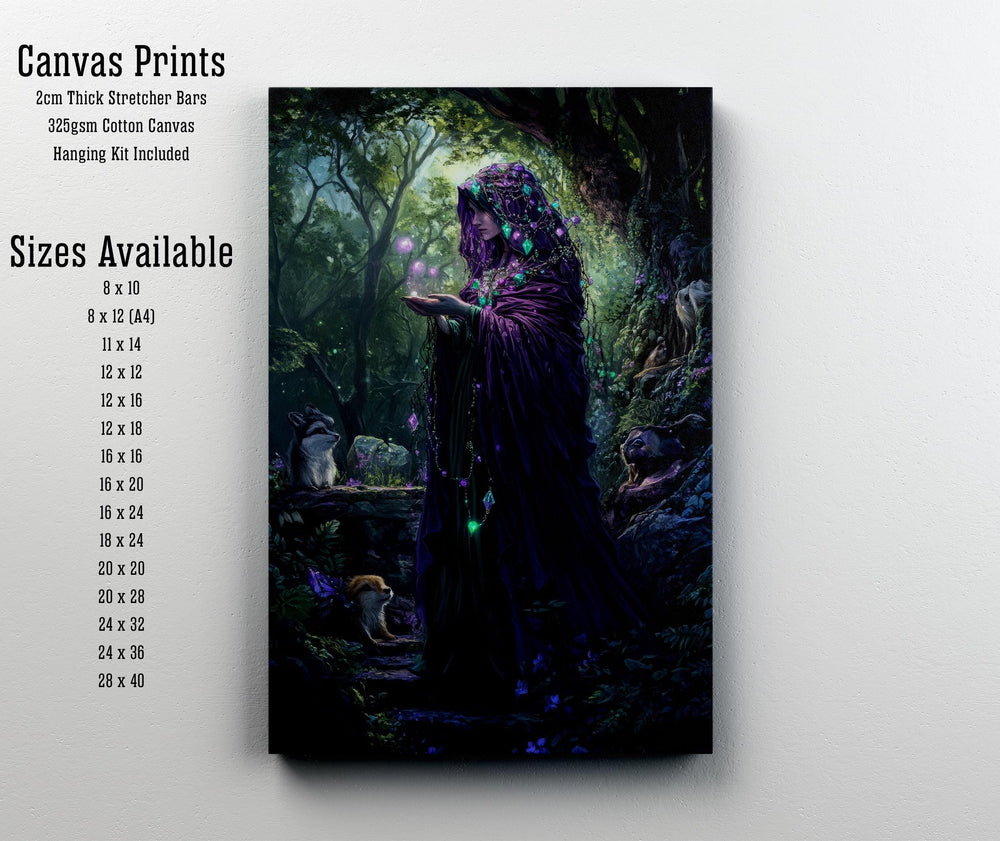 Gemstone Witch Cottagecore Art Print, Vintage Magical Illustration