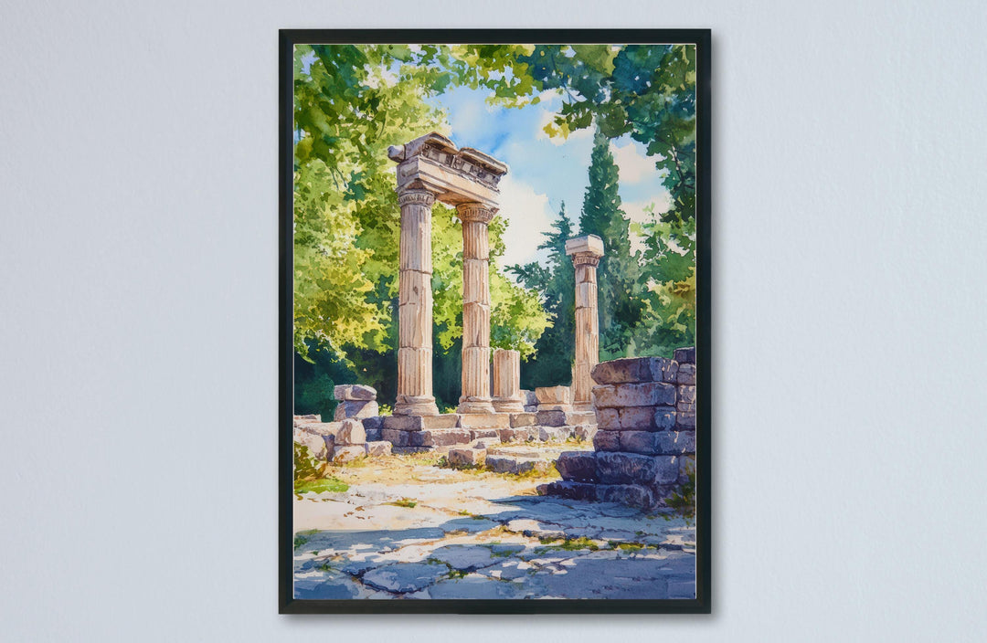 Olympia Watercolor Poster Greece Travel Print Wall Art Home Decor Gift Greek Site Souvenir Ancient Ruins History Wall Decor Hanging