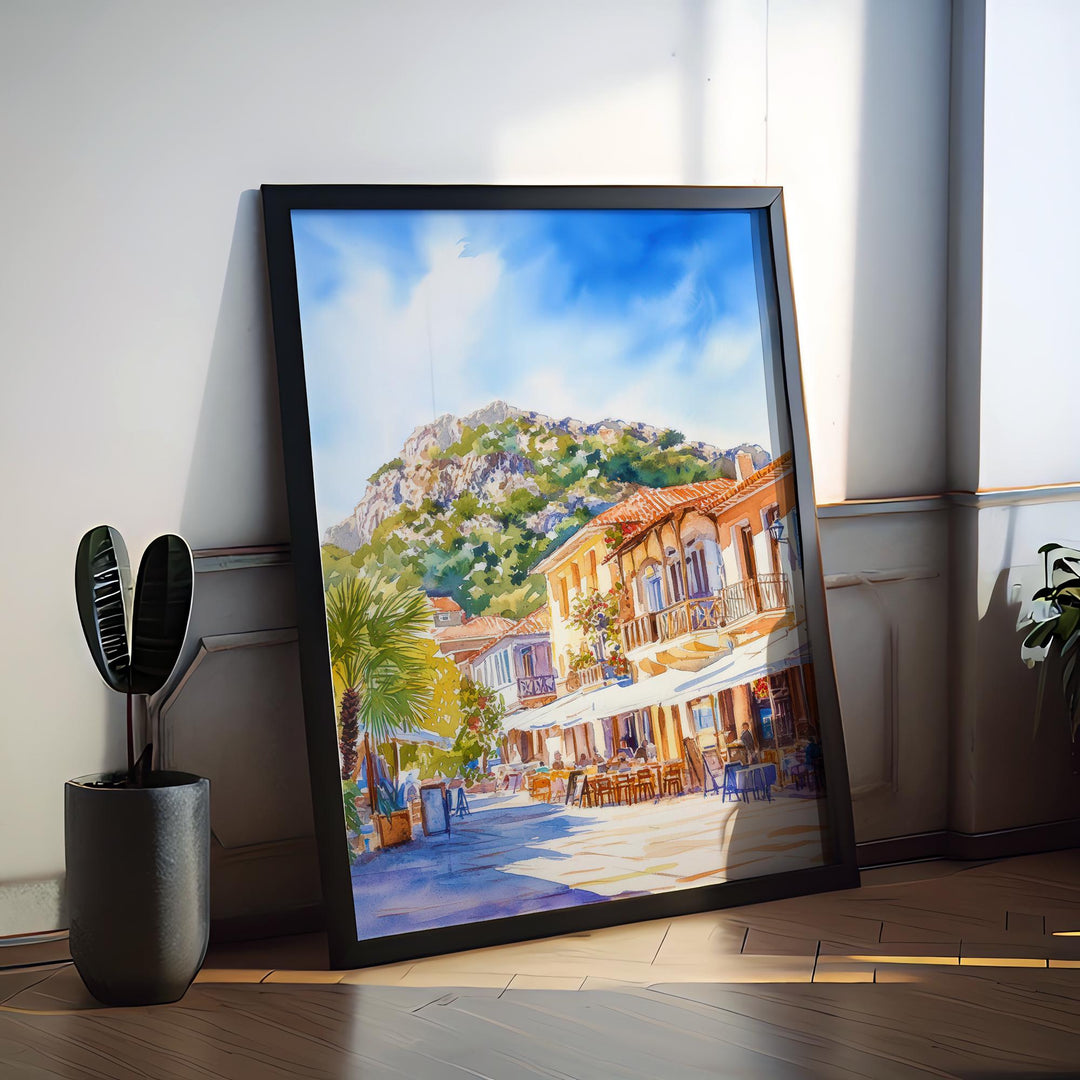 Nafplio Watercolor Poster Greece Travel Print Wall Art Home Decor Gift Greek Town Souvenir Bourtzi Castle Palamidi Old Town Wall Decor