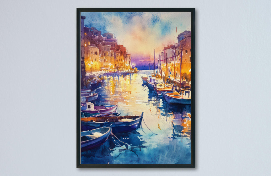 Heraklion Watercolor Poster Greece Travel Print Wall Art Home Decor Gift Greek City Souvenir Knossos Palace Venetian Port Wall Decor Hanging