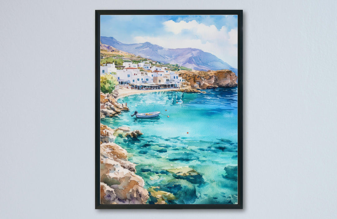 Crete Watercolor Poster Greece Travel Print Wall Art Home Decor Gift Greek Isle Souvenir Knossos Beach Balos Wall Decor Hanging