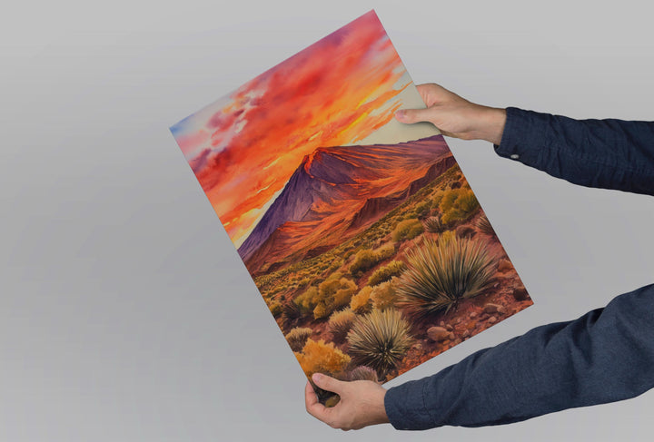 Teide National Park Watercolor Poster Spain Travel Print Wall Art Home Decor Gift Tenerife Souvenir Volcano Landscape Wall Decor Hanging