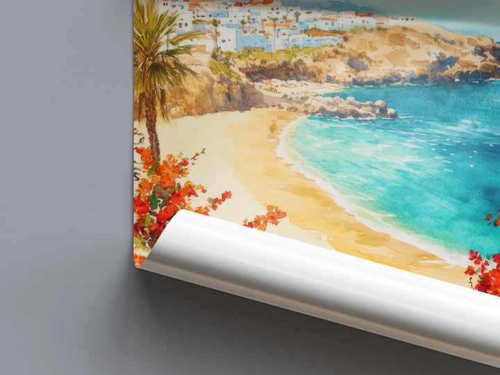 Fuerteventura Watercolor Poster Spain Travel Print Wall Art Home Decor Gift Canary Islands Beach Windsurf Wall Decor Hanging