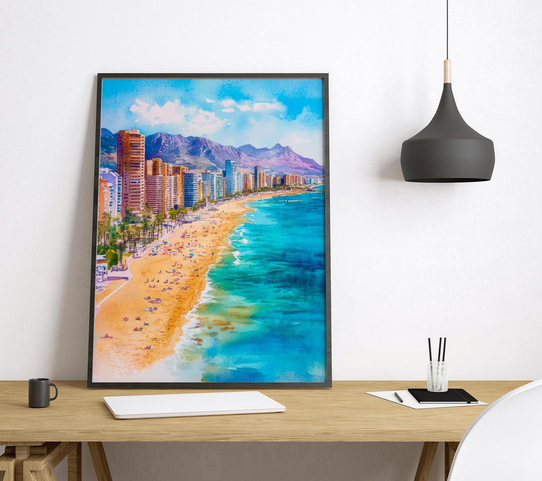 Costa Blanca Watercolor Poster Spain Travel Print Wall Art Home Decor Gift Valencian Beaches Sun Wall Decor Hanging