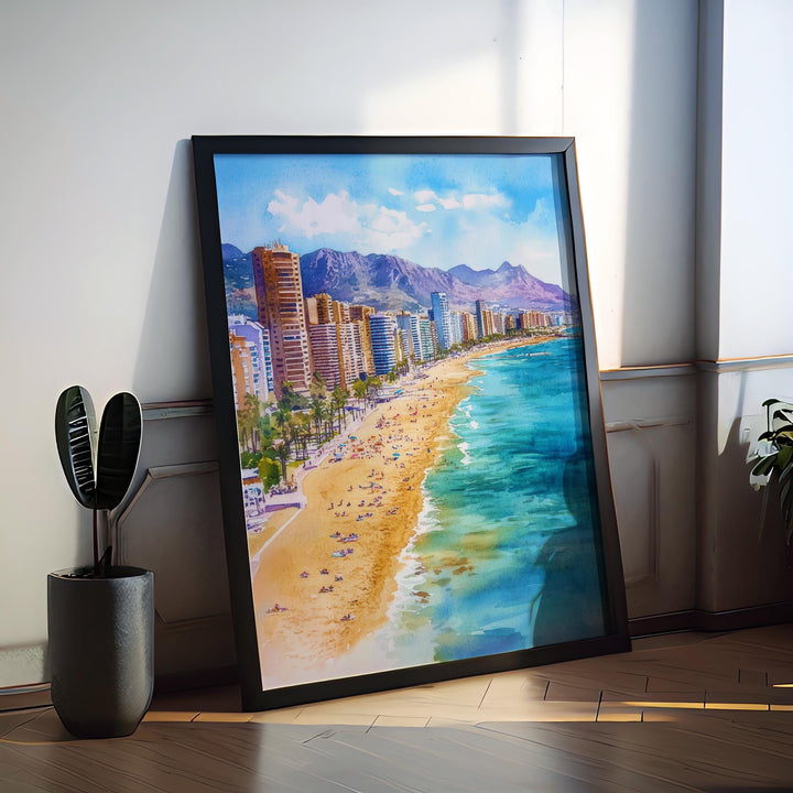 Costa Blanca Watercolor Poster Spain Travel Print Wall Art Home Decor Gift Valencian Beaches Sun Wall Decor Hanging