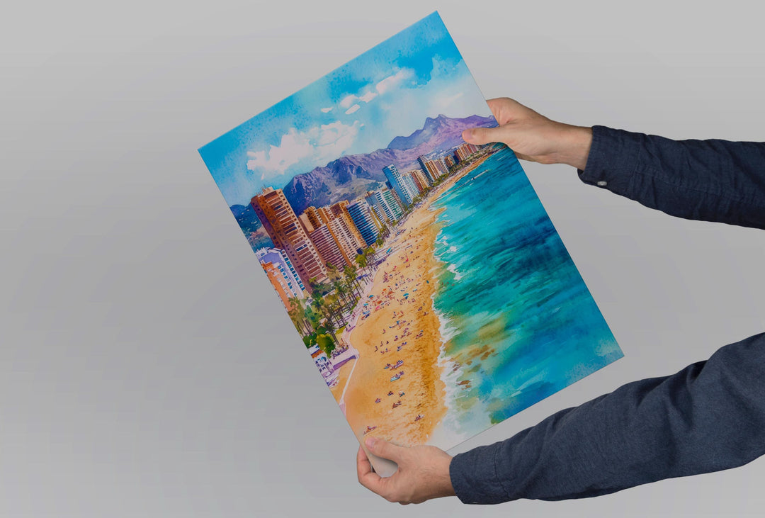 Costa Blanca Watercolor Poster Spain Travel Print Wall Art Home Decor Gift Valencian Beaches Sun Wall Decor Hanging